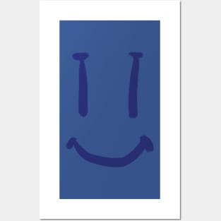 Blue Smug Smiling Face Posters and Art